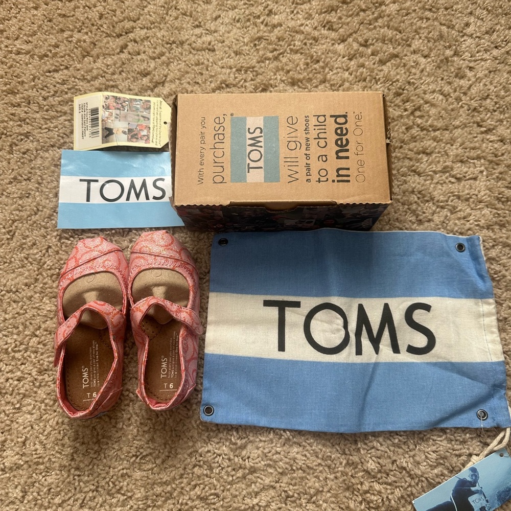 TOMS Pink Patterned Shoes with Box